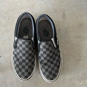 Vans Black and Gray Checkerboard Slip-Ons